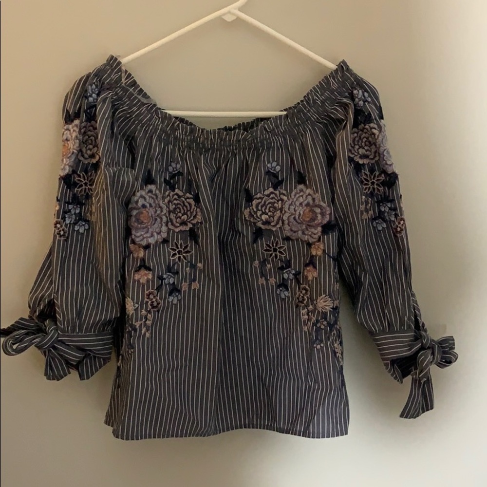 American Eagle embroidered off the shoulder top